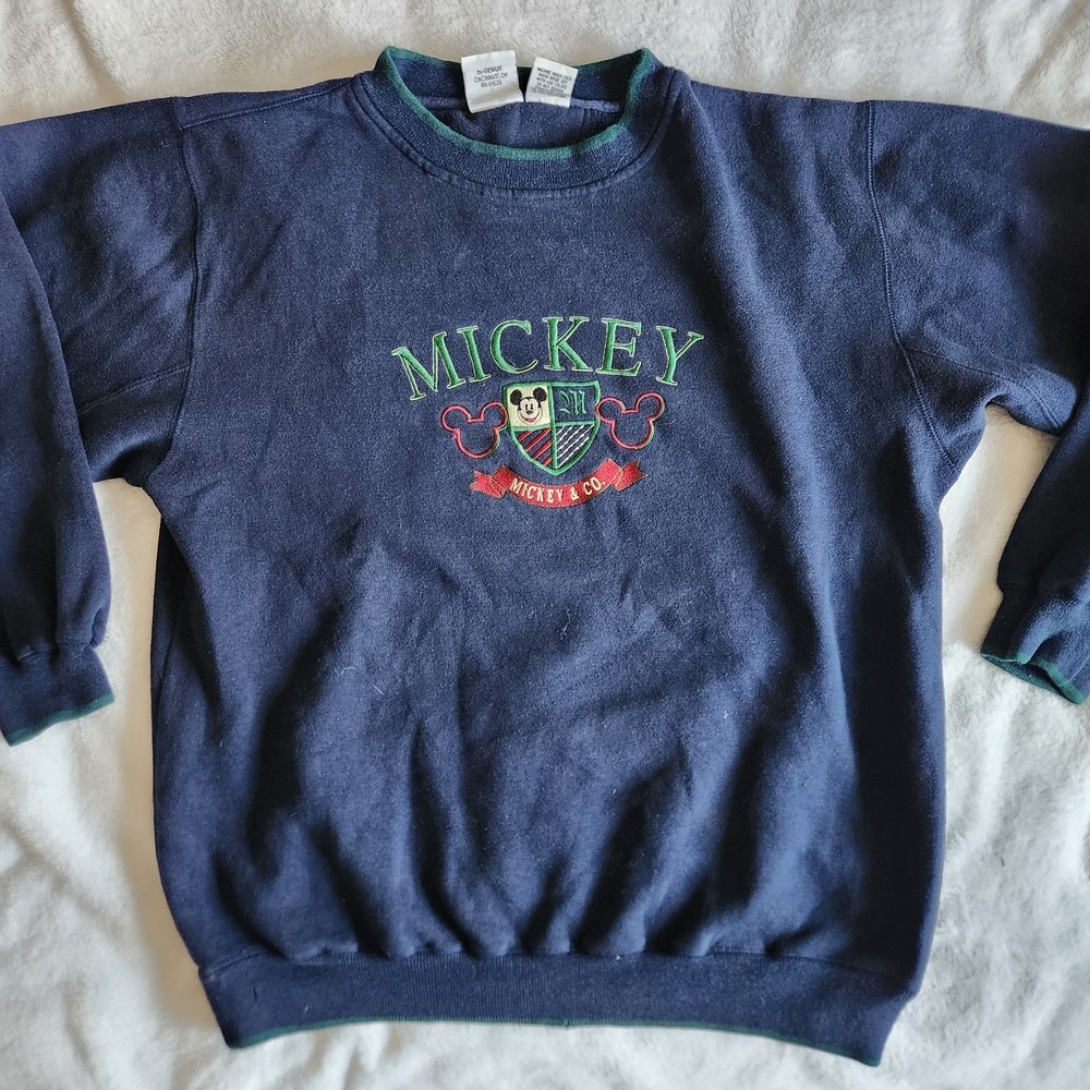 Disney Mickey Mouse & Co. Sweatshirt Mens XL Embroidered Navy Blue Vintage Y2K